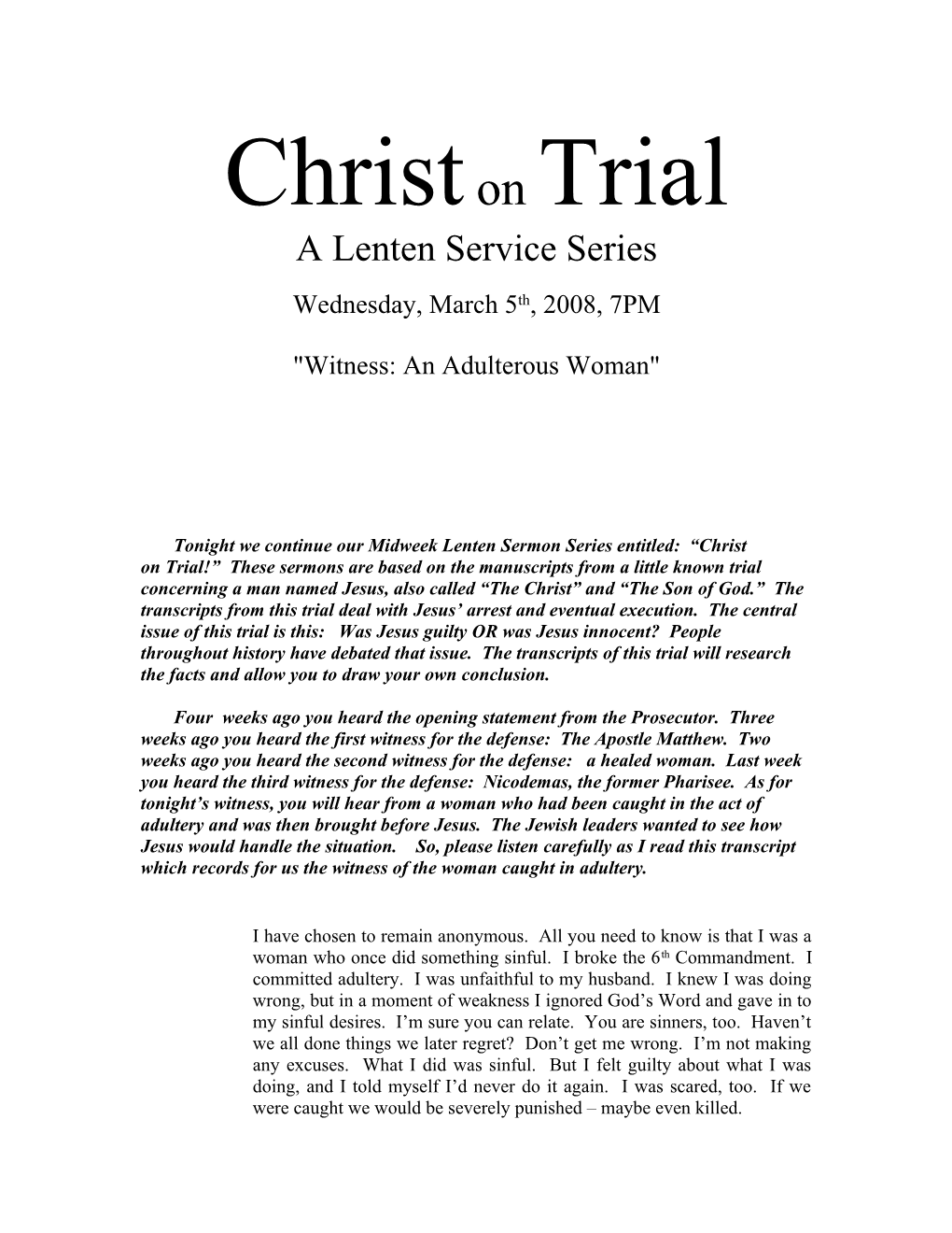 Christ on Trial