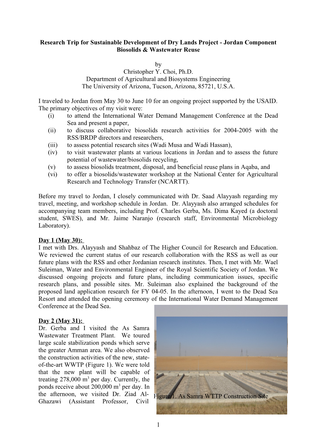 Research Trip for Sustainable Development of Dry Lands Project - Jordan Component