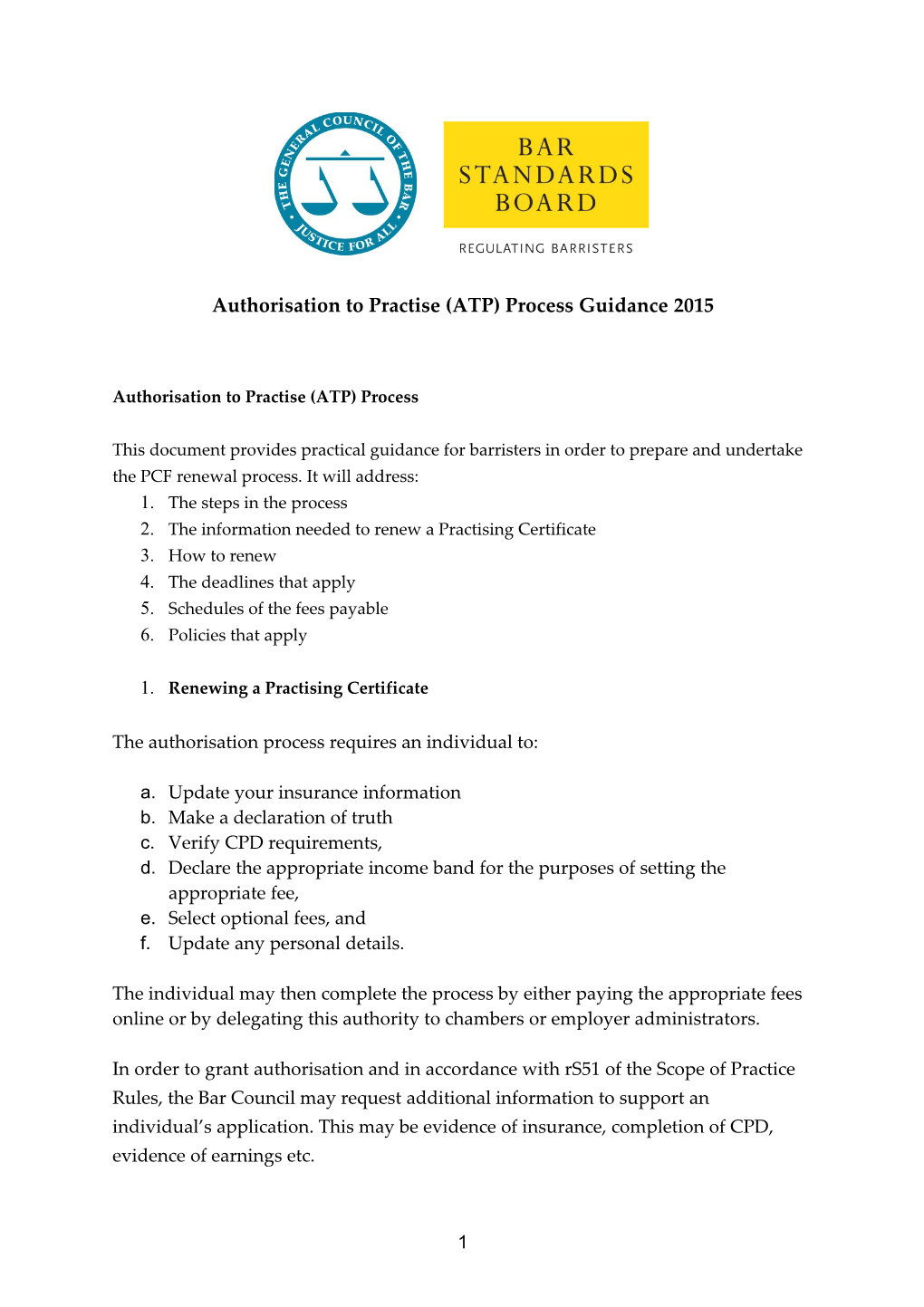 Authorisation to Practise (ATP) Process Guidance 2015