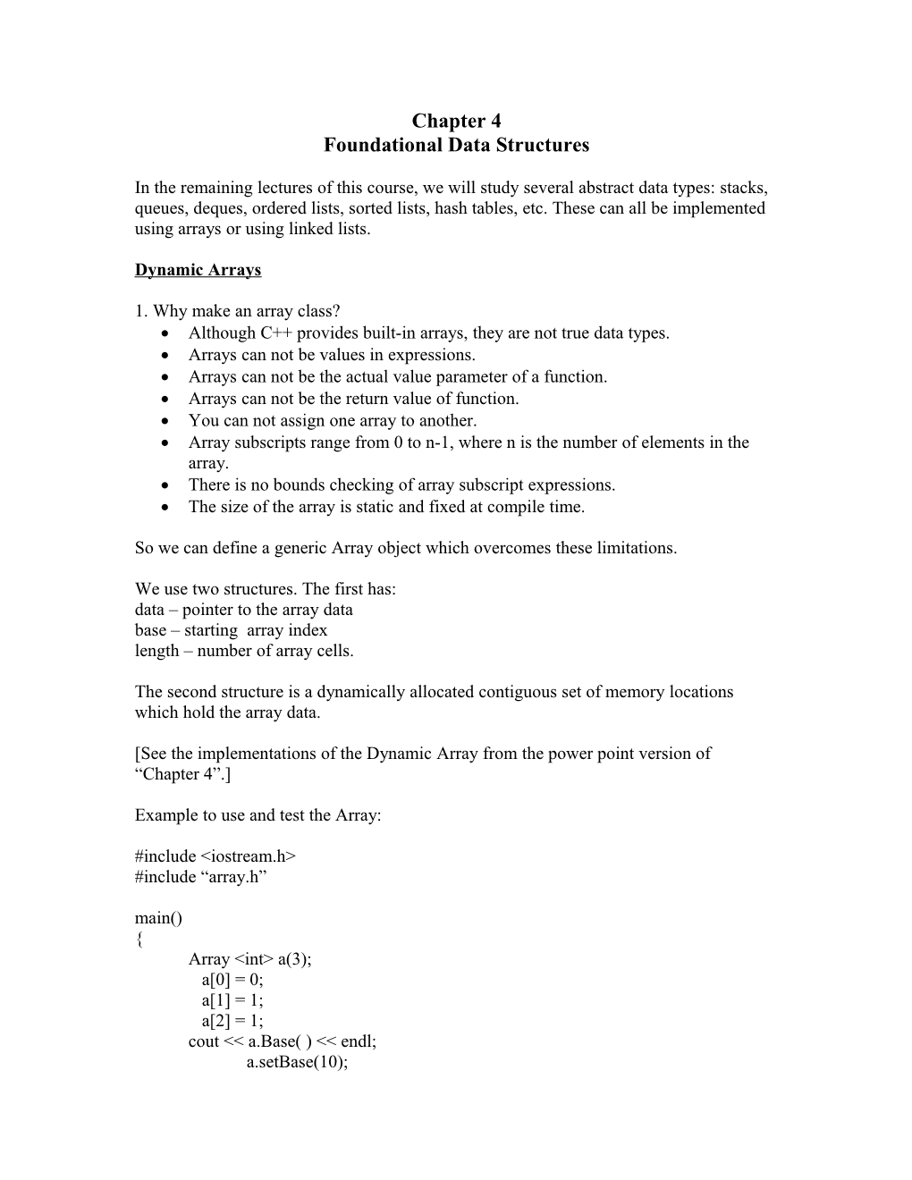 Foundational Data Structures