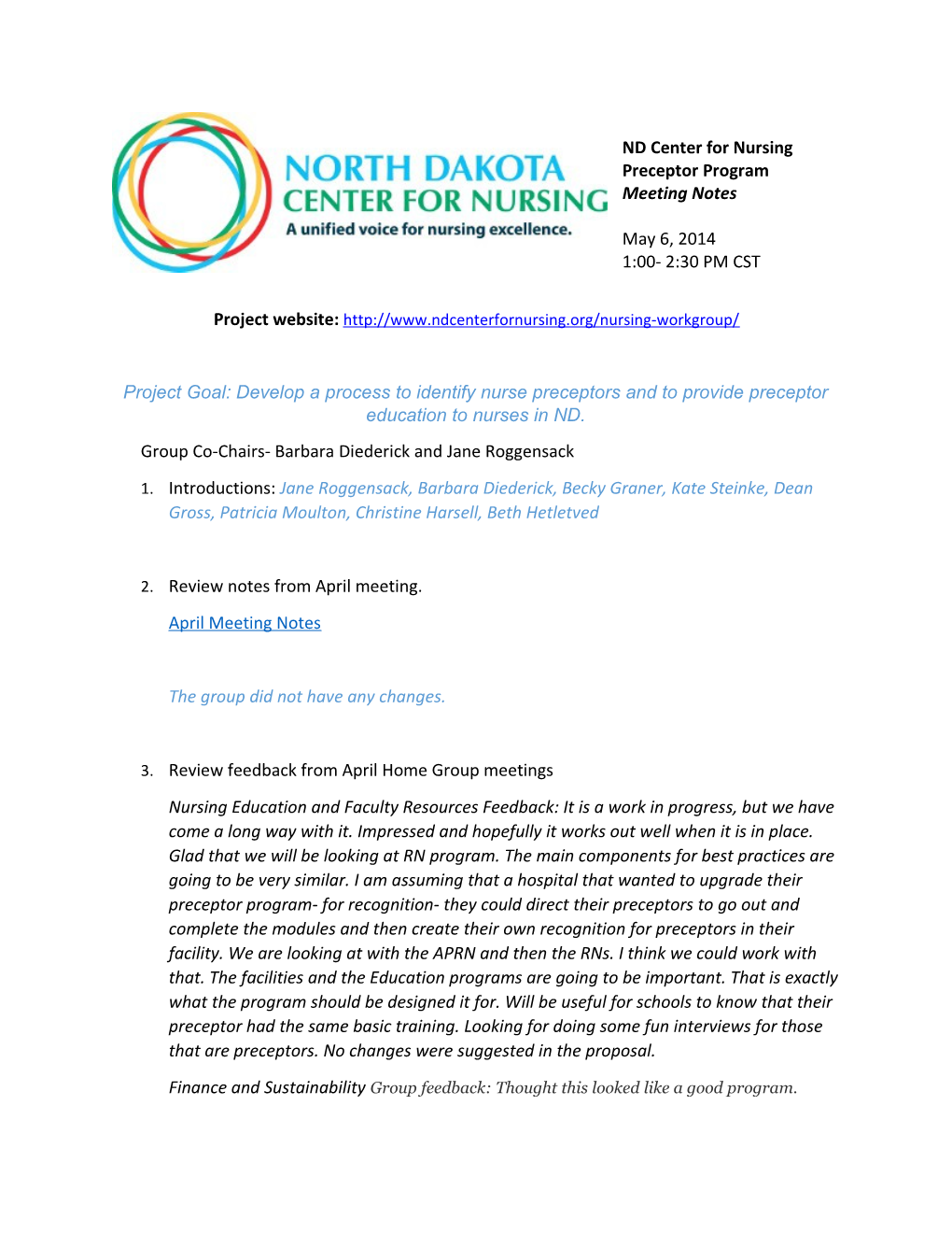 ND Center for Nursing Preceptor Program