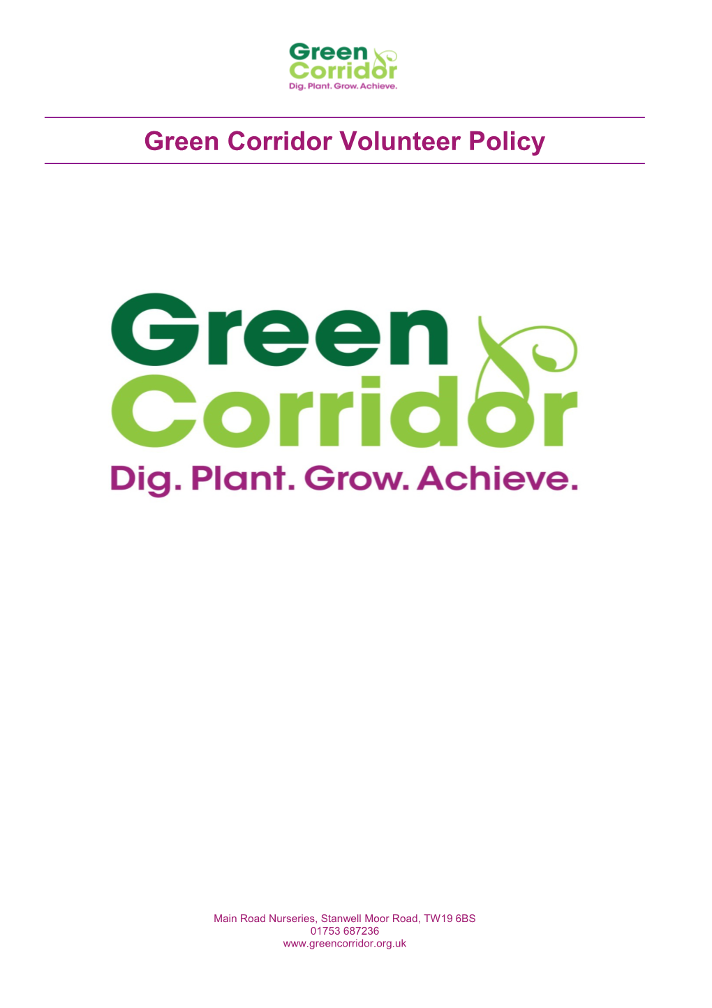 Green Corridor Volunteer Policy