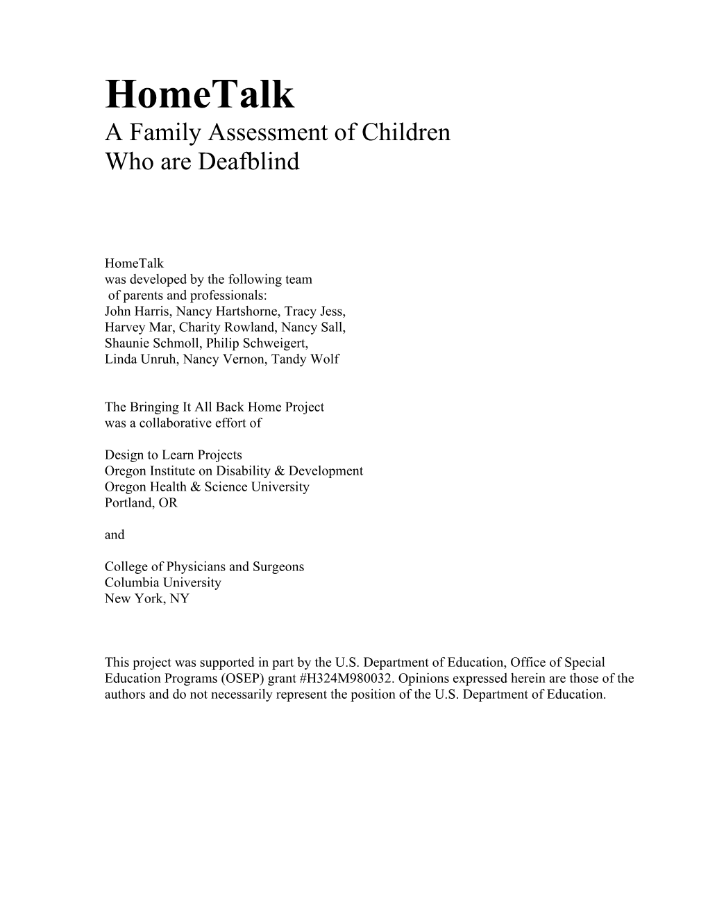 A Family Assessment of Children