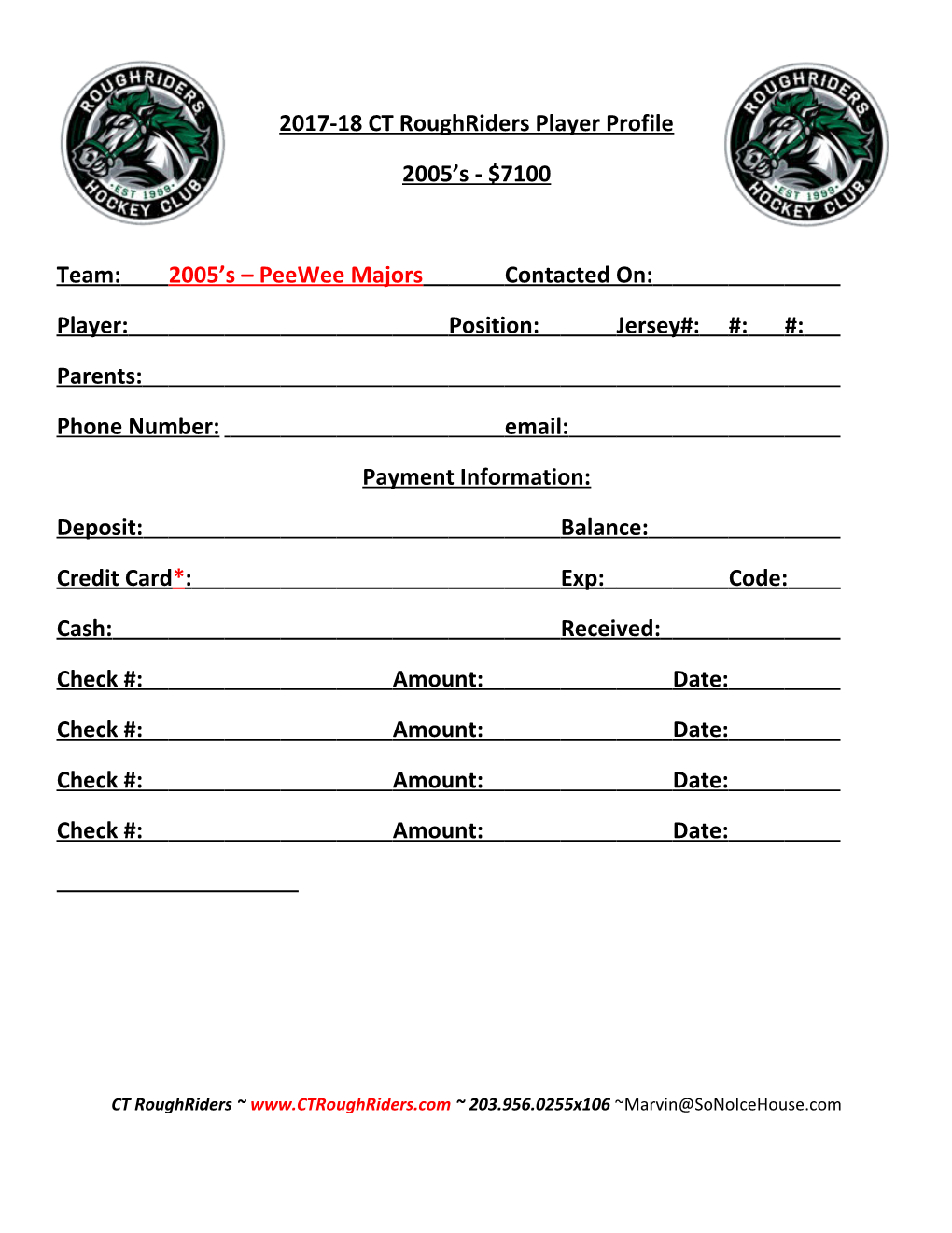 Team: 2005 S Peewee Majors Contacted On