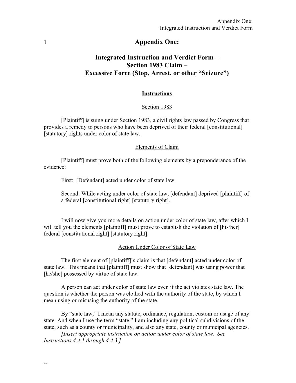 Integrated Instruction and Verdict Form
