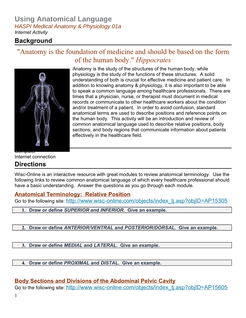 HASPI Medical Anatomy & Physiology 01A