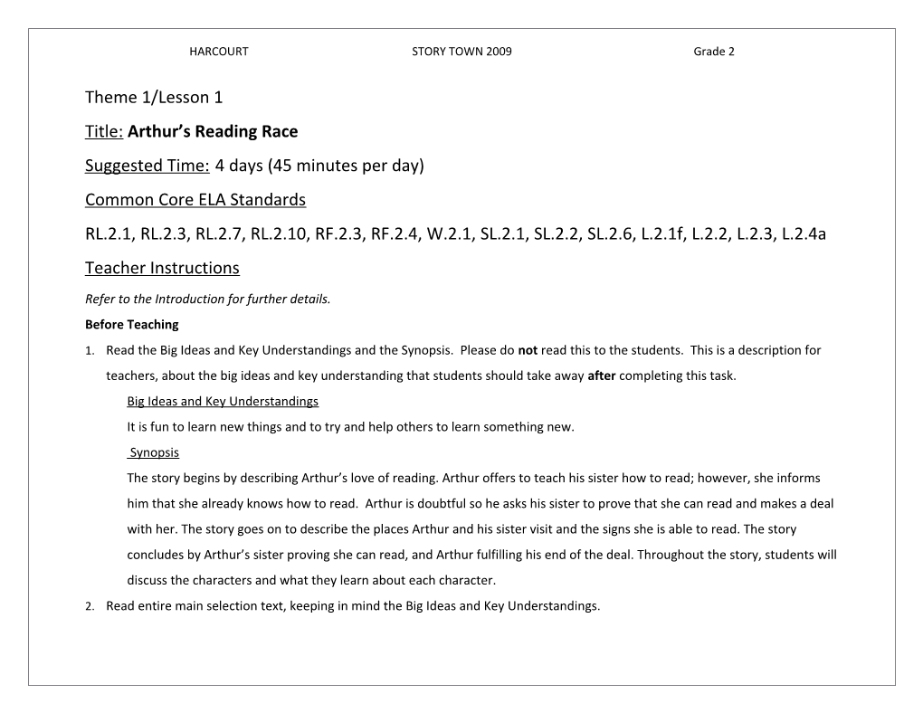 Title: Arthur S Reading Race