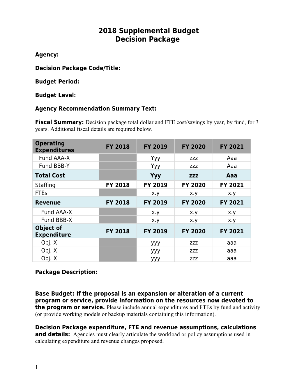 2018 Supplemental Budget