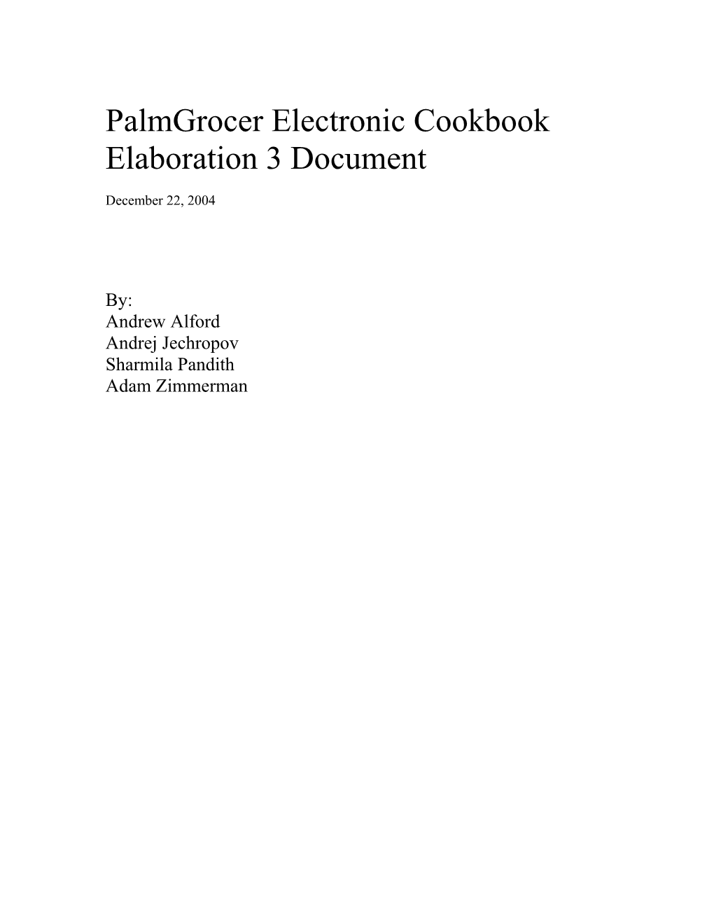 Palmgrocer Electronic Cookbook