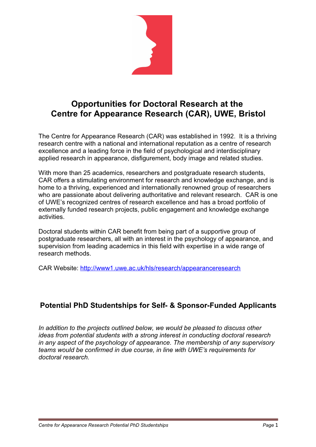 Opportunities for Doctoral Research at The