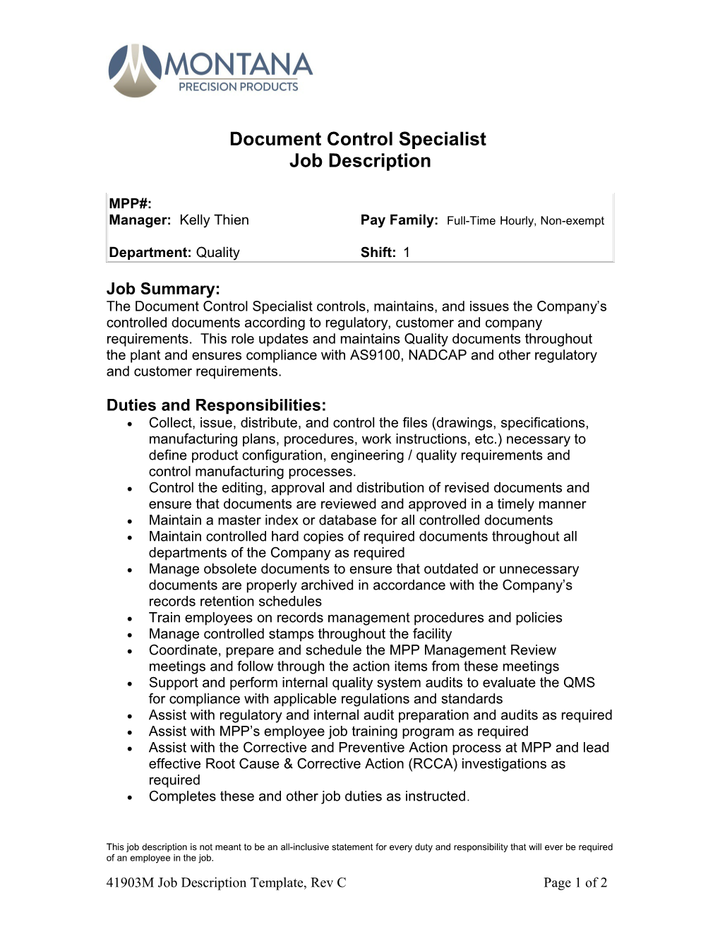 Document Controlspecialist