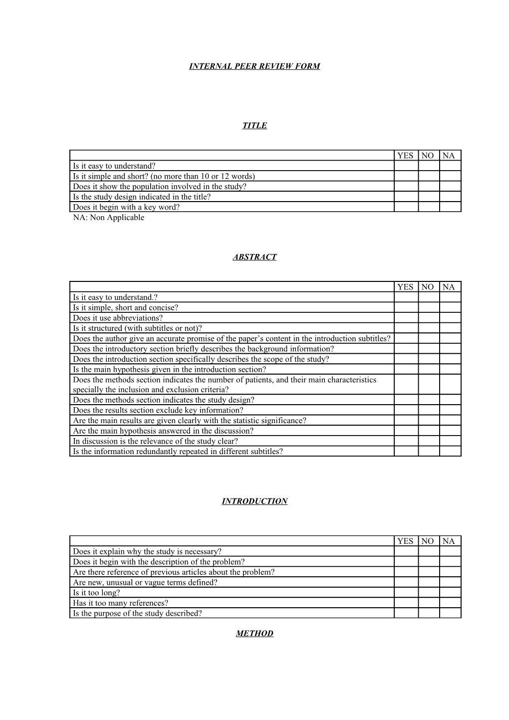 Questions to Evaluate a Scientific Paper