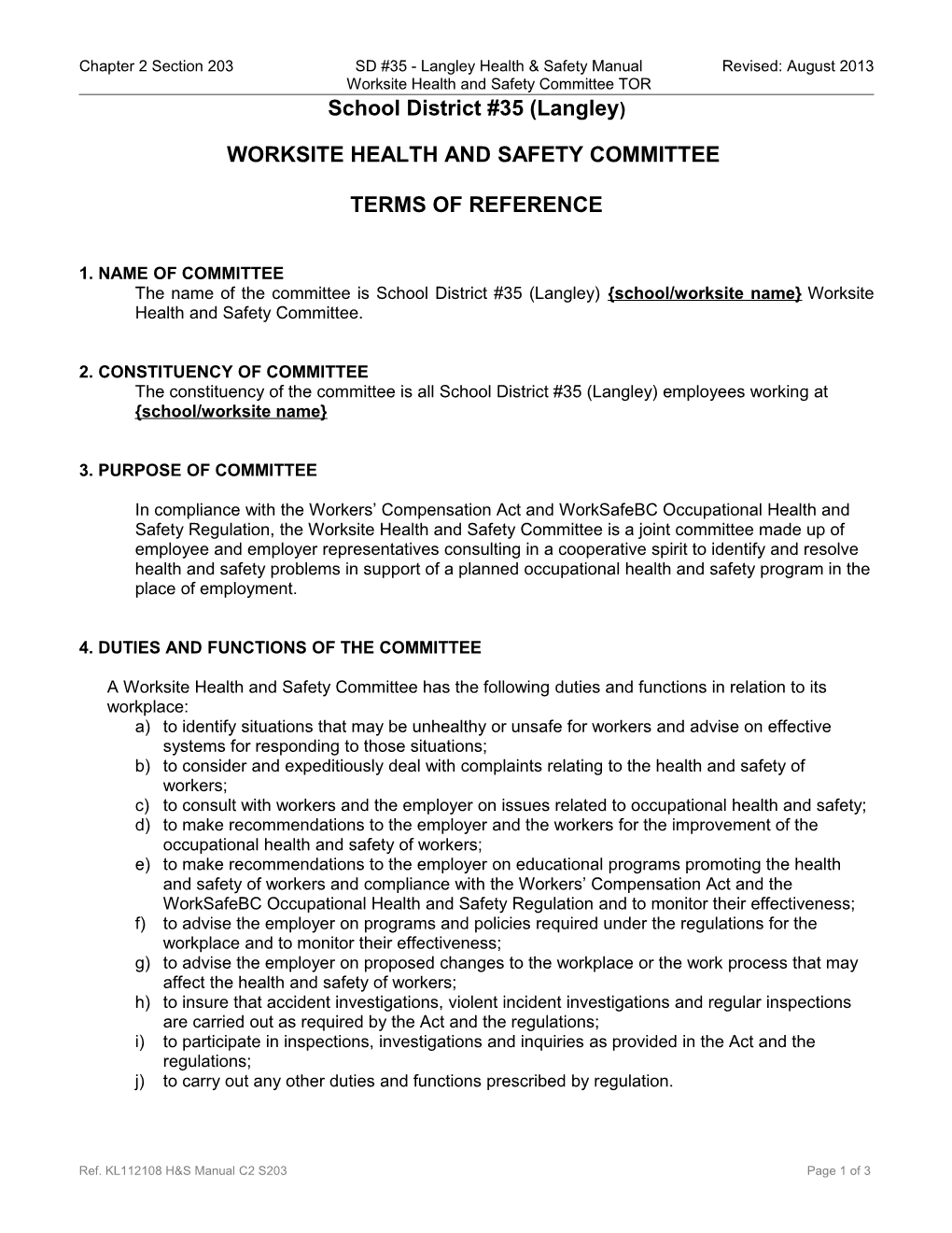 Chapter 2 Section 203SD #35 - Langley Health & Safety Manualrevised: August 2013