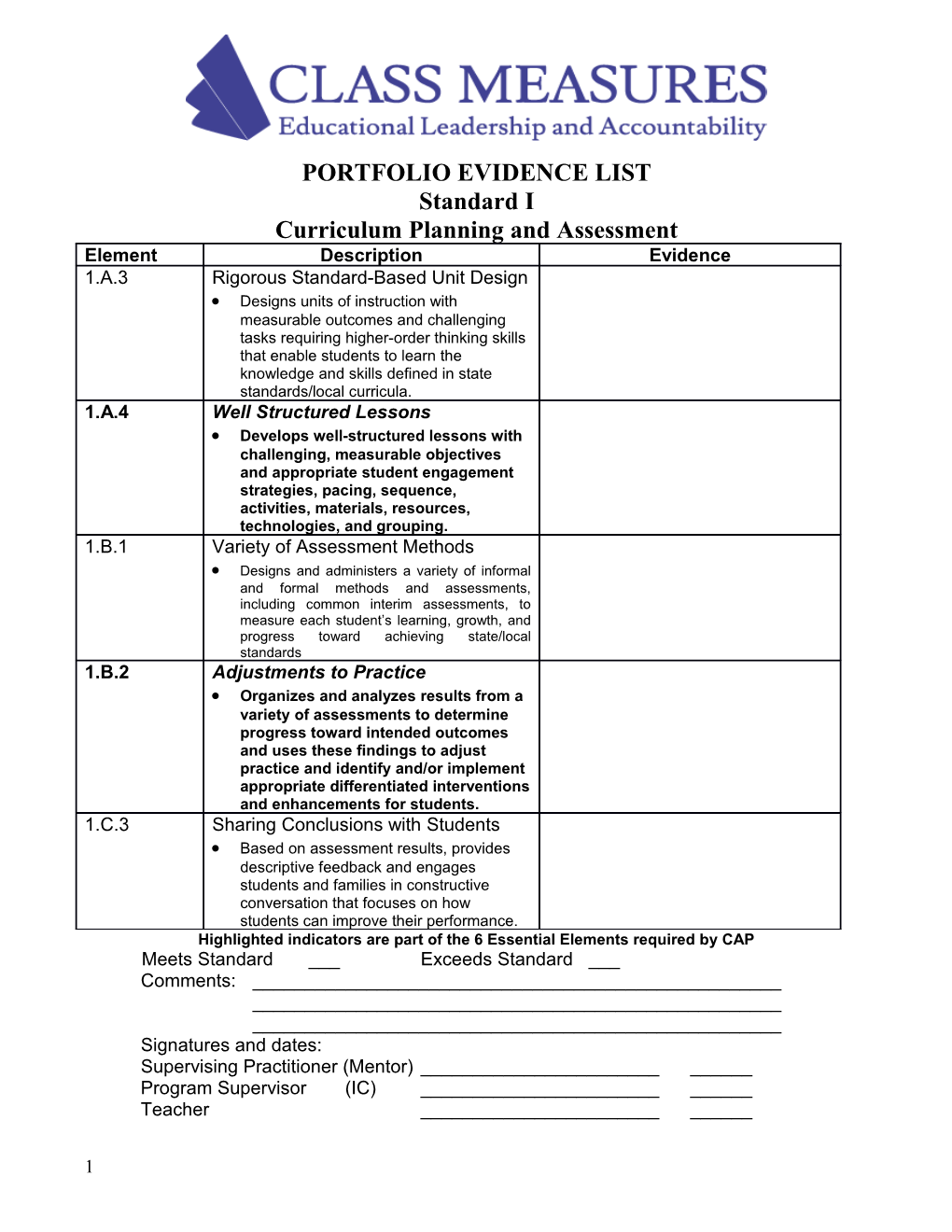 Curriculum Planning and Assessment