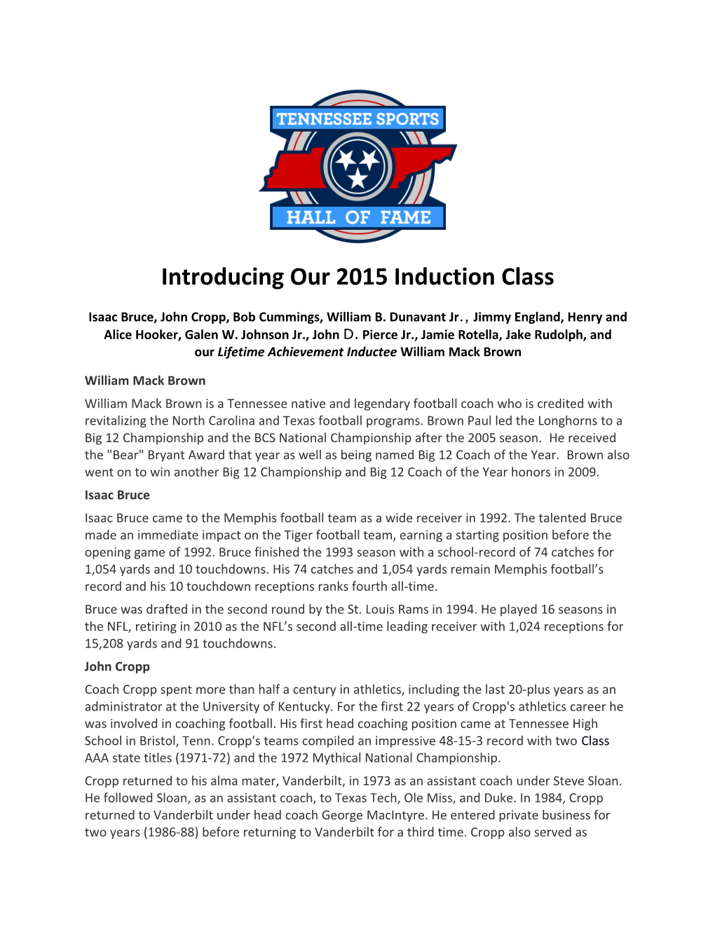 Introducing Our 2015 Induction Class