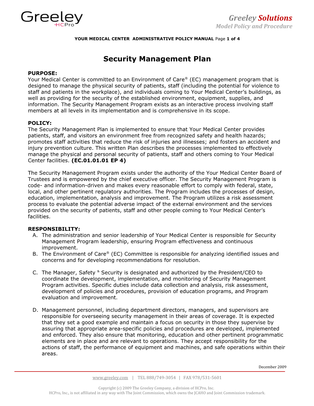 YOUR MEDICAL CENTER ADMINISTRATIVE POLICY MANUAL Page1of 4