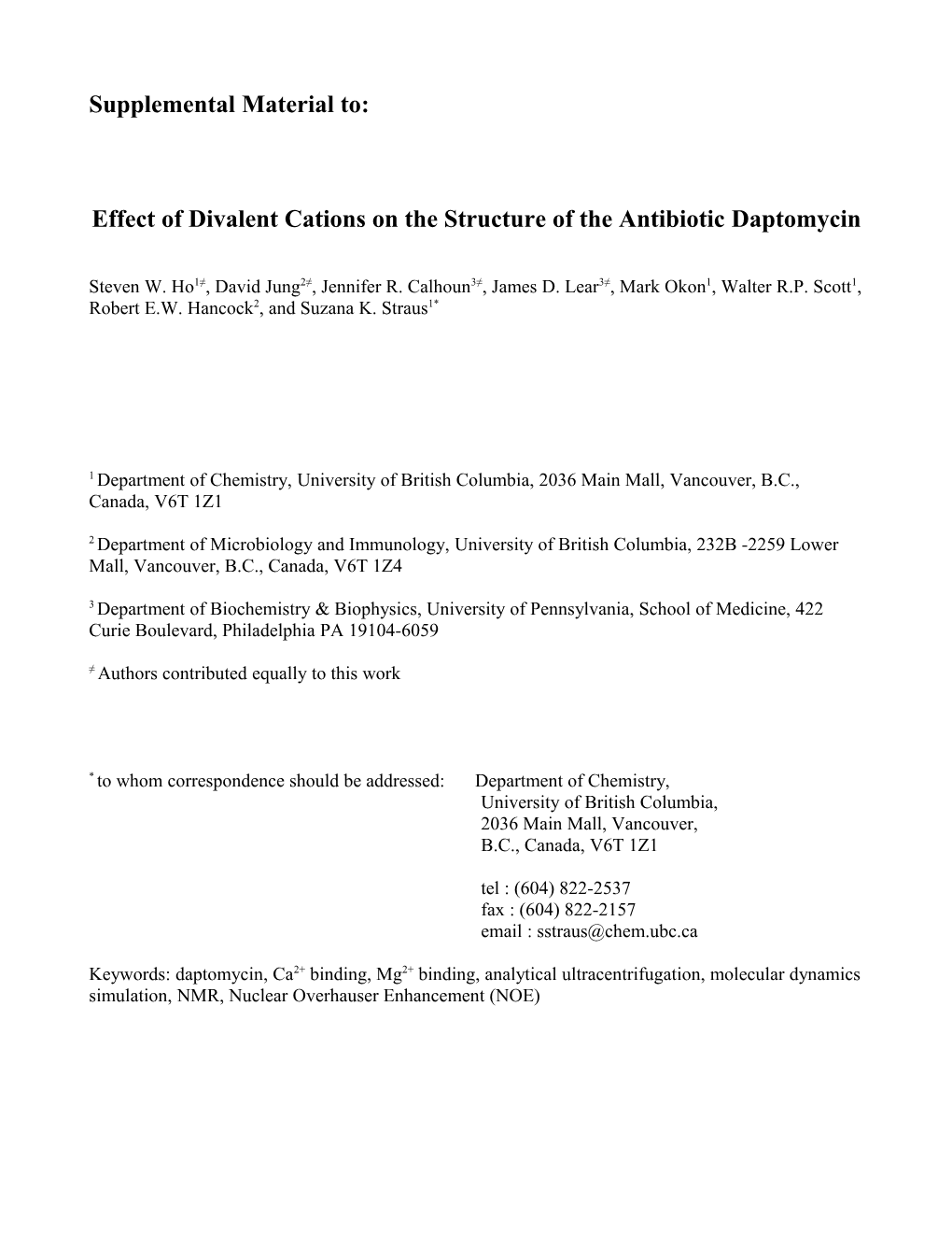 Effect of Divalent Cations on the Structure of the Antibiotic Daptomycin