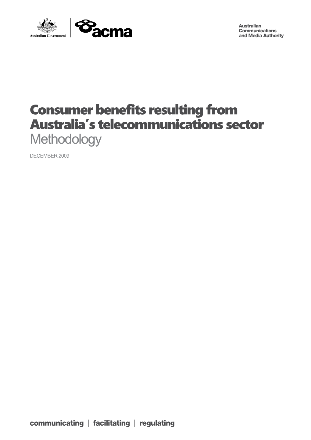 Consumer Benefits Resulting from Australia's Telecommunications Sector - Methodology