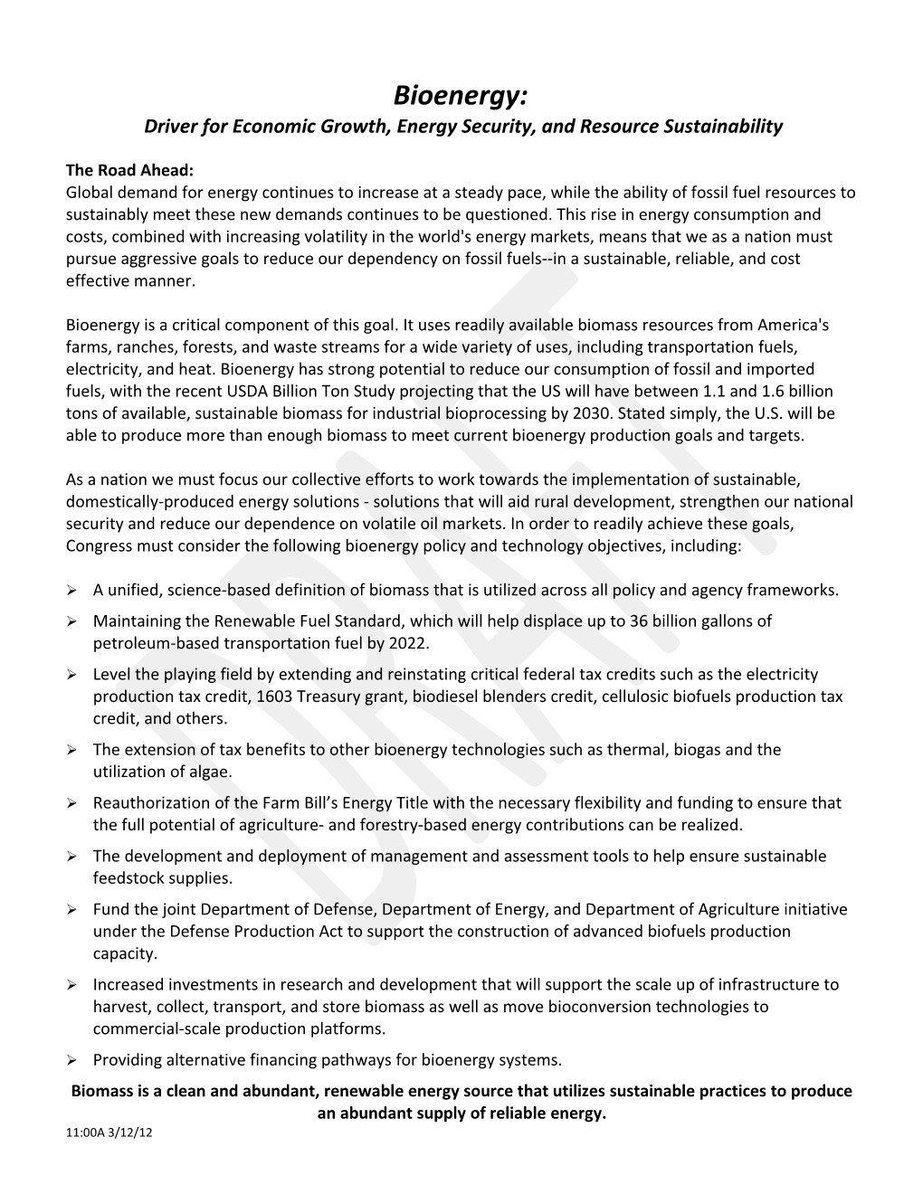 Bioenergy As a Driver for Economic Growth, Energy Security, and Resource Sustainability