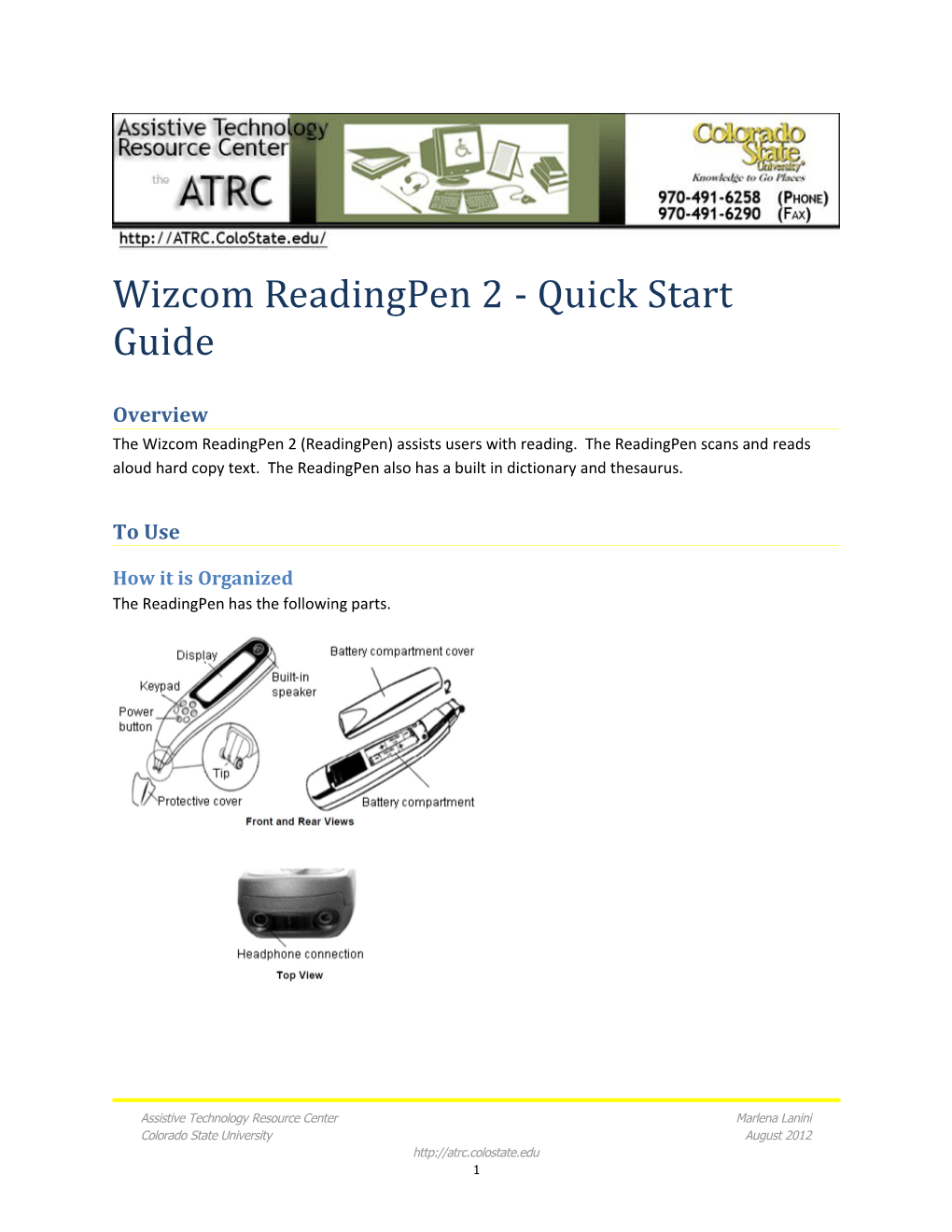 Wizcom Readingpen 2 - Quick Start Guide