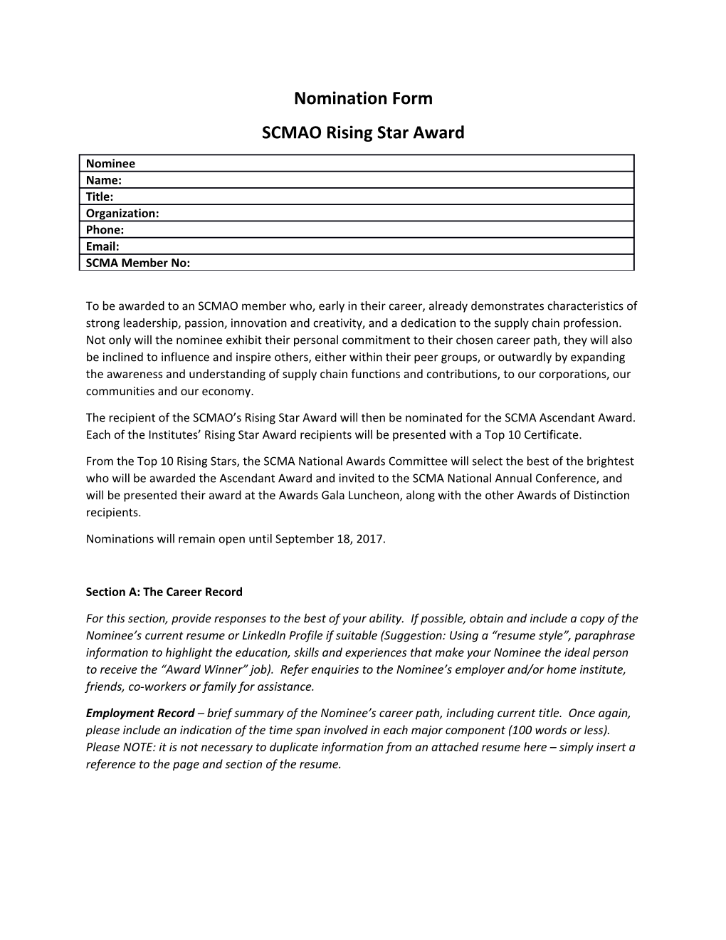 SCMAO Rising Star Award