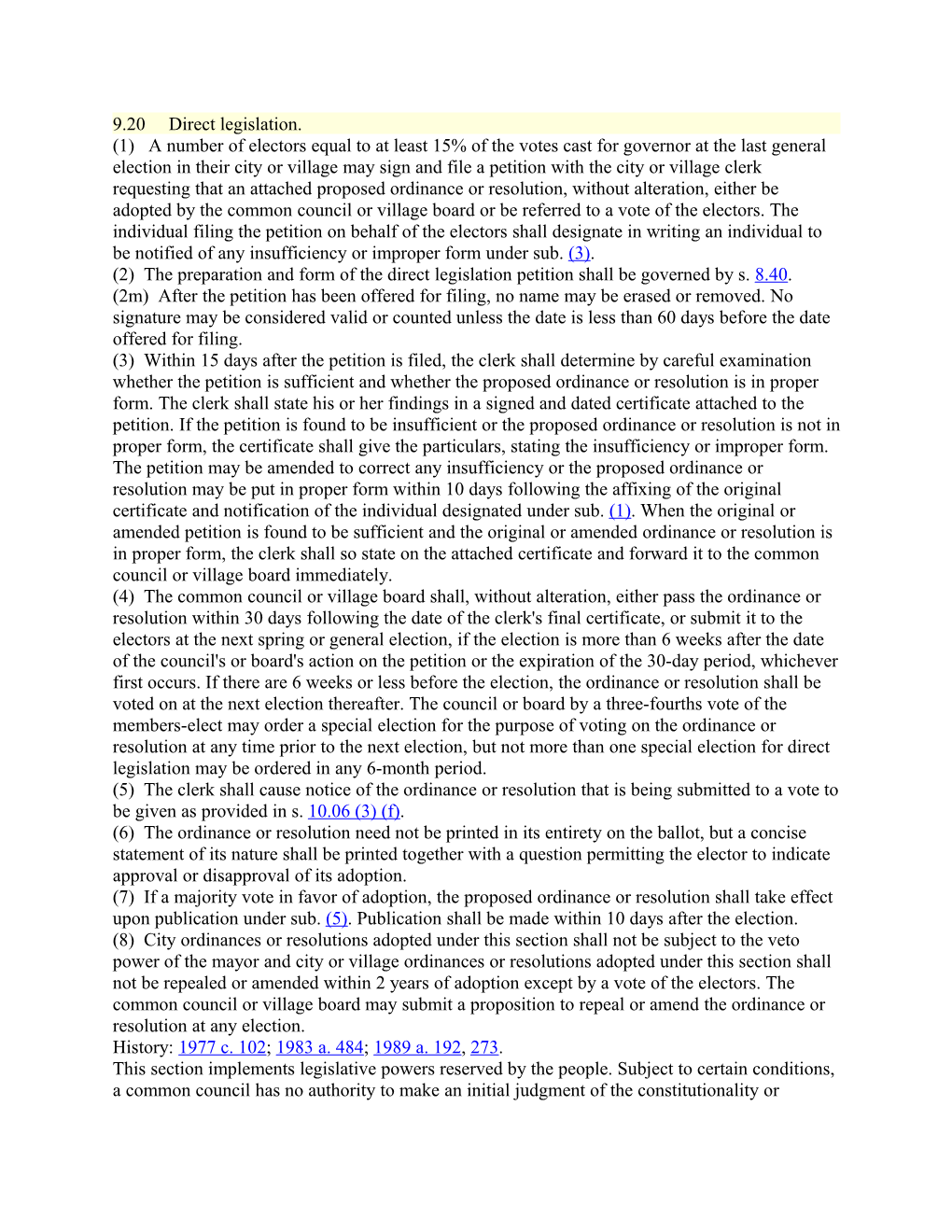 (2) the Preparation and Form of the Direct Legislation Petition Shall Be Governed by S. 8.40