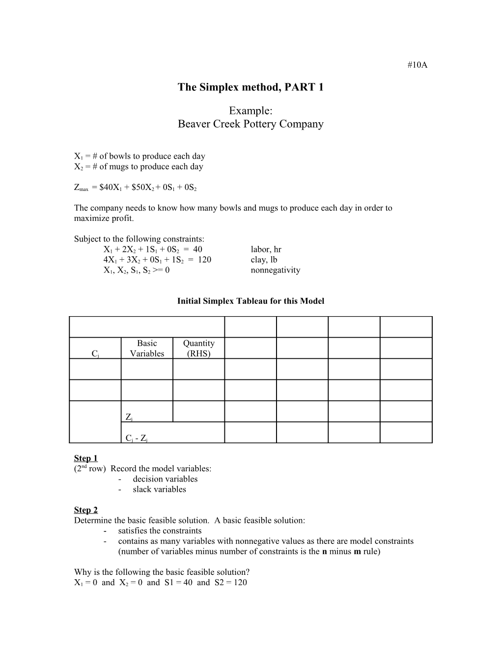 The Simplex Method, PART 1