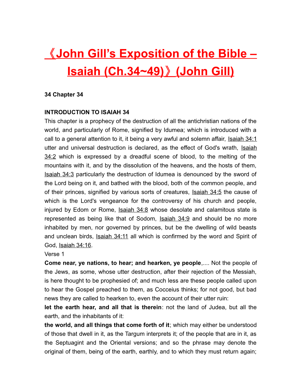 John Gill S Exposition of the Bible Isaiah (Ch.34 49) (John Gill)