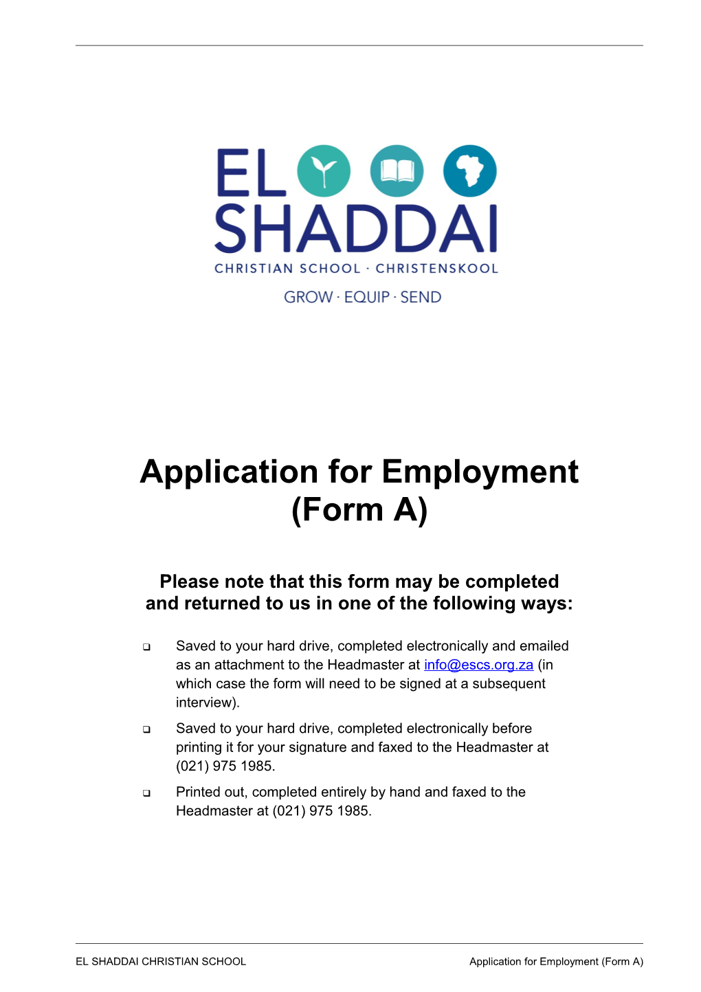 Application for Employment (Forma)