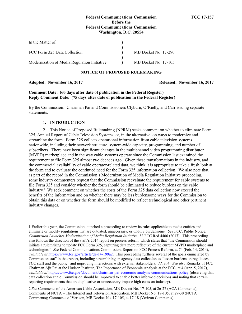 Federal Communications Commissionfcc 17-157