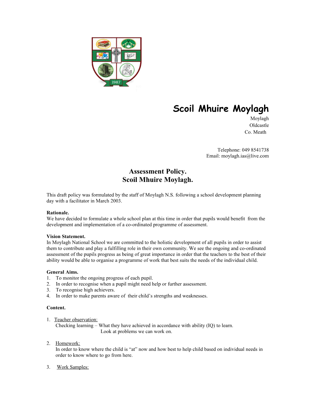 Scoil Mhuire Moylagh Moylagh Oldcastle Co. Meath