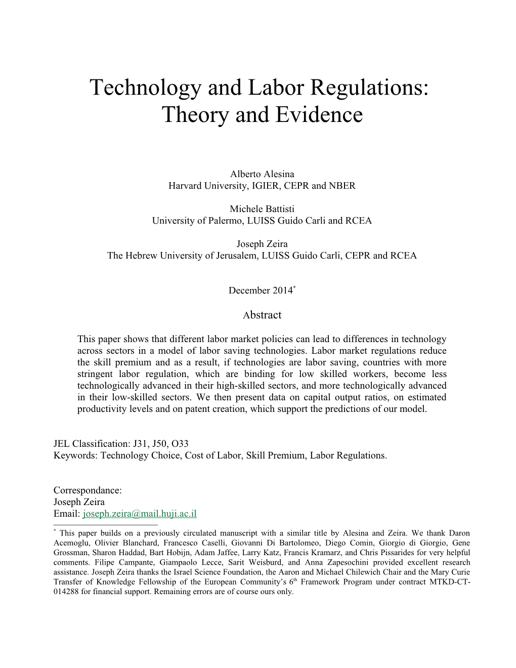 Technology and Labor Regulations