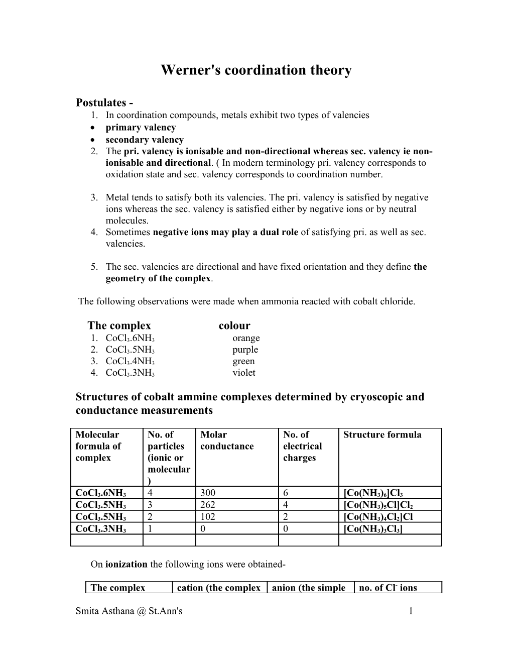 Werner's Coordination Theory