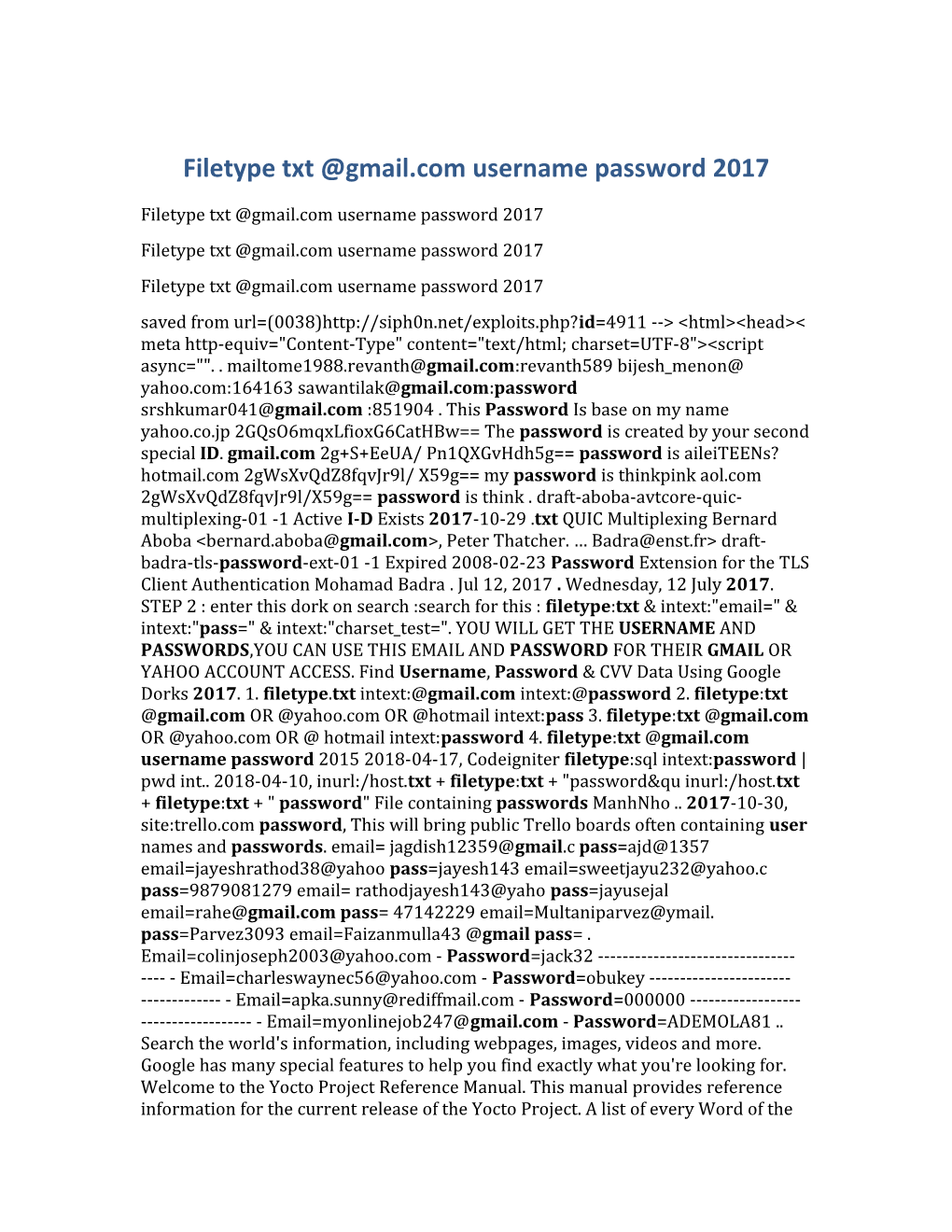 Filetype Txt Gmail.Com Username Password 2017