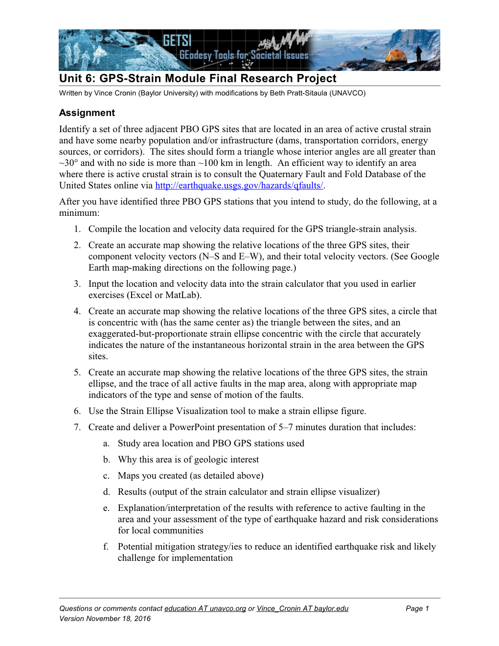 Unit 6: GPS-Strain Module Final Research Project