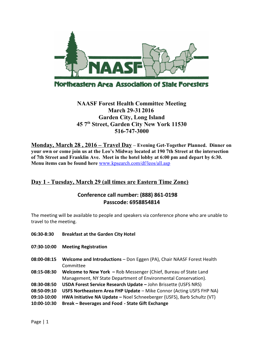 NAASF Forest Health Committee Meeting