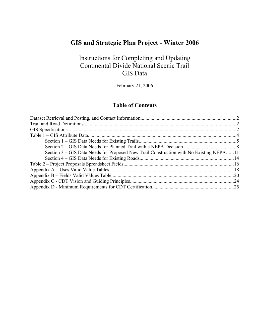 GIS and Strategic Plan Project - Winter 2006