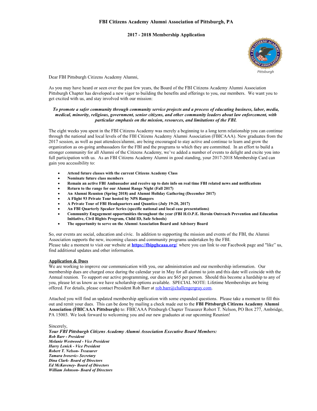 FBI Citizens Academy Alumni Association Washington DC Division