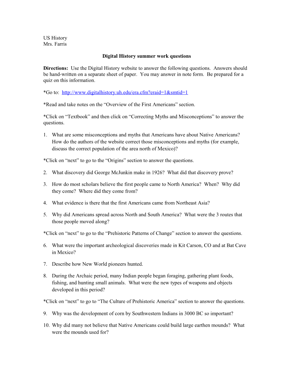 You Should Complete the Assignment from the Digital History Website