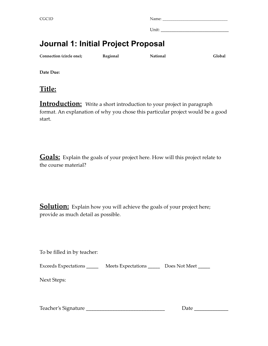 Journal 1: Initial Project Proposal