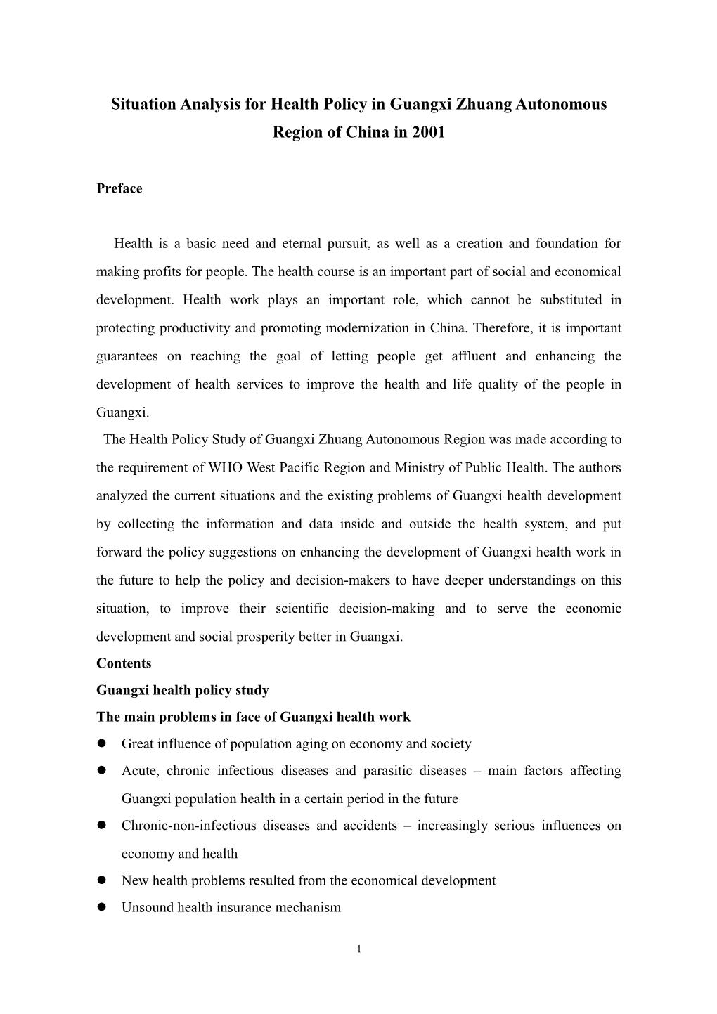 Health Policy Study