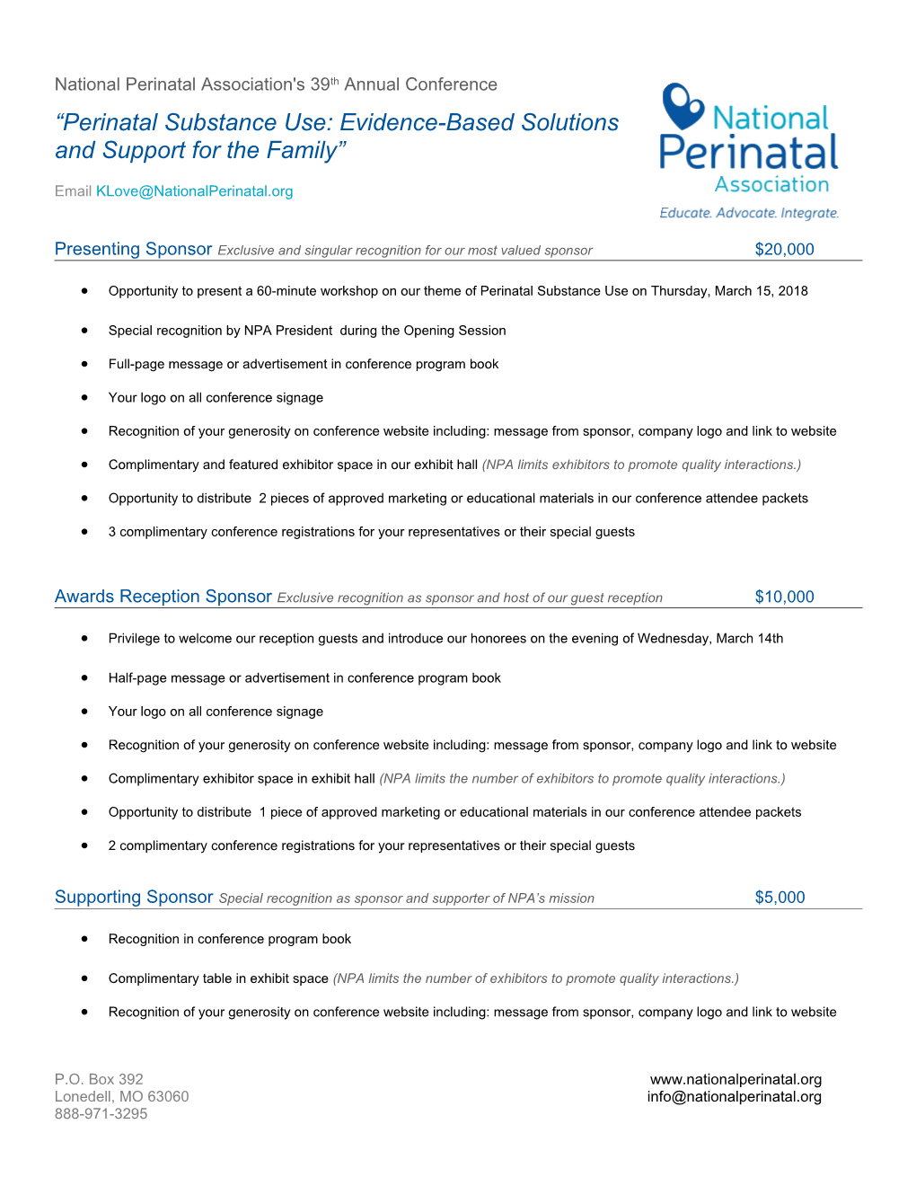 National Perinatal Association's 39Th Annual Conference