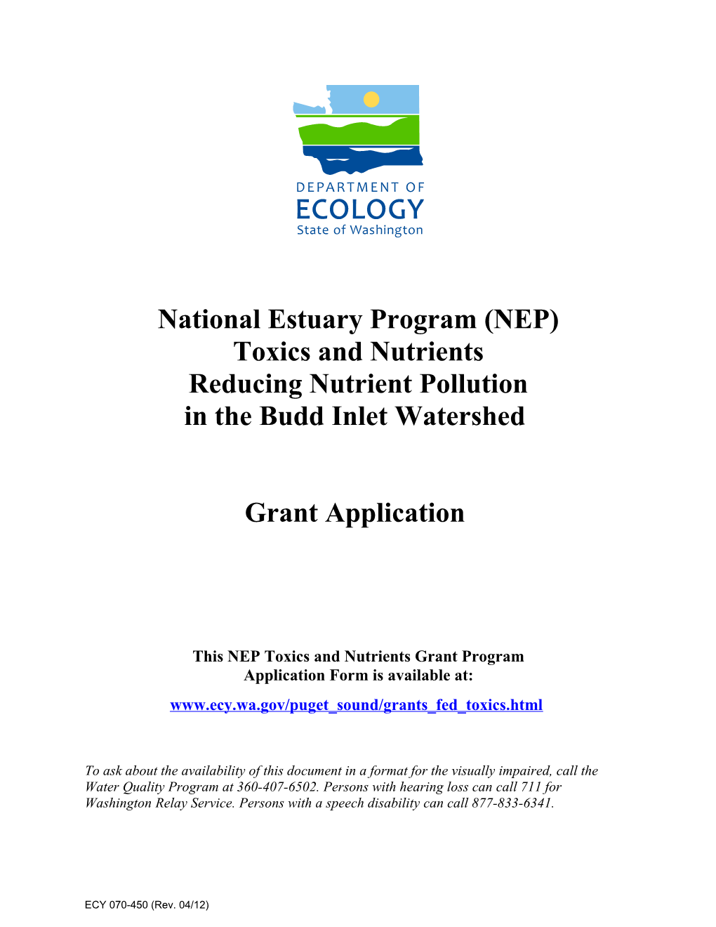 National Estuary Program (NEP) Toxics and Nutrients Reducing Nutrient Pollution in The