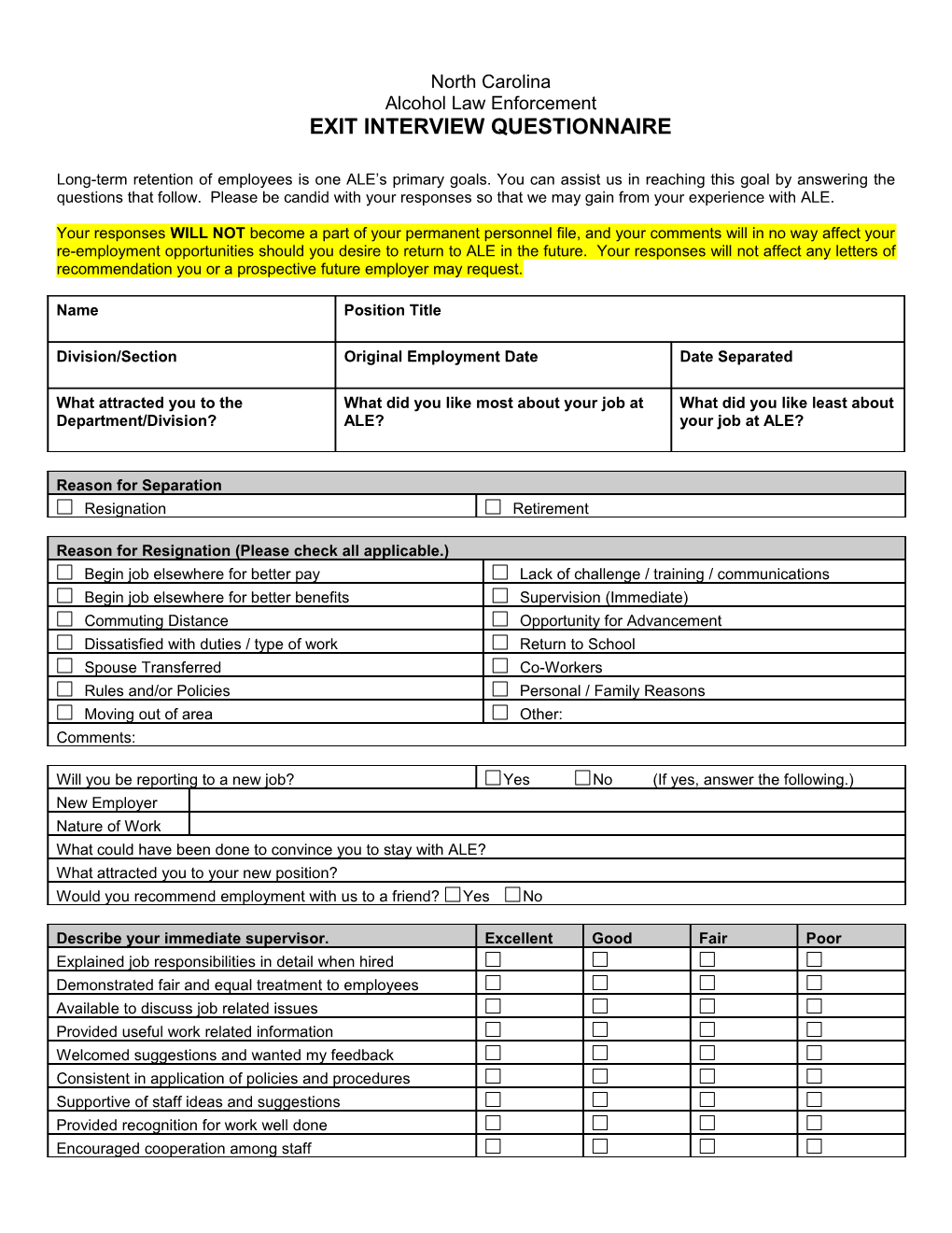 HP-XX Voluntary Exit Interview Questionnaire