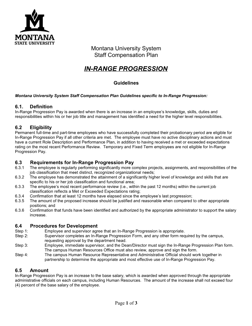 In-Range Progression