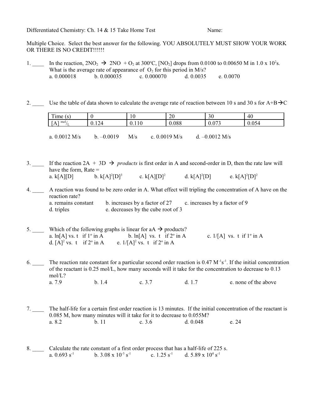 Differentiated Chemistry: Ch