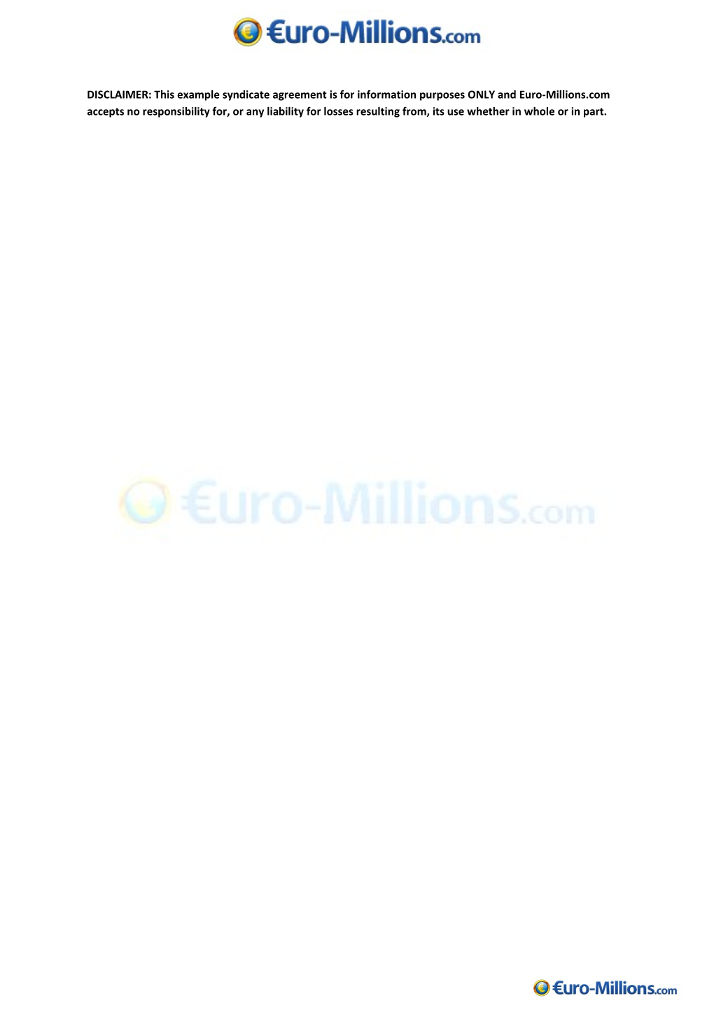 Euromillions Syndicate Agreement