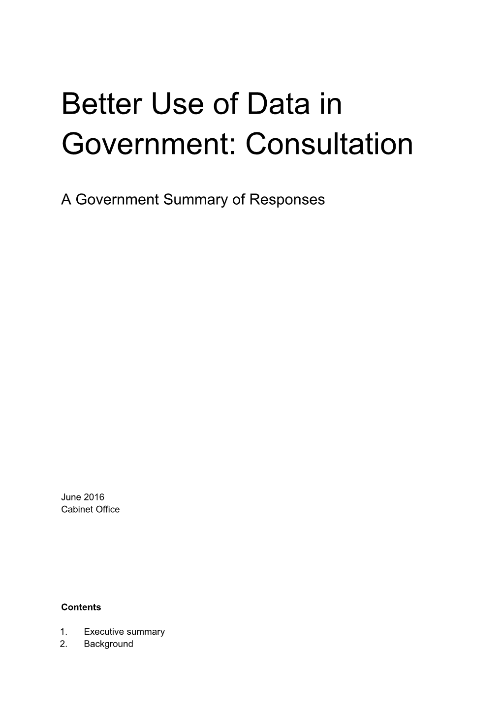 Better Use of Data in Government: Consultation