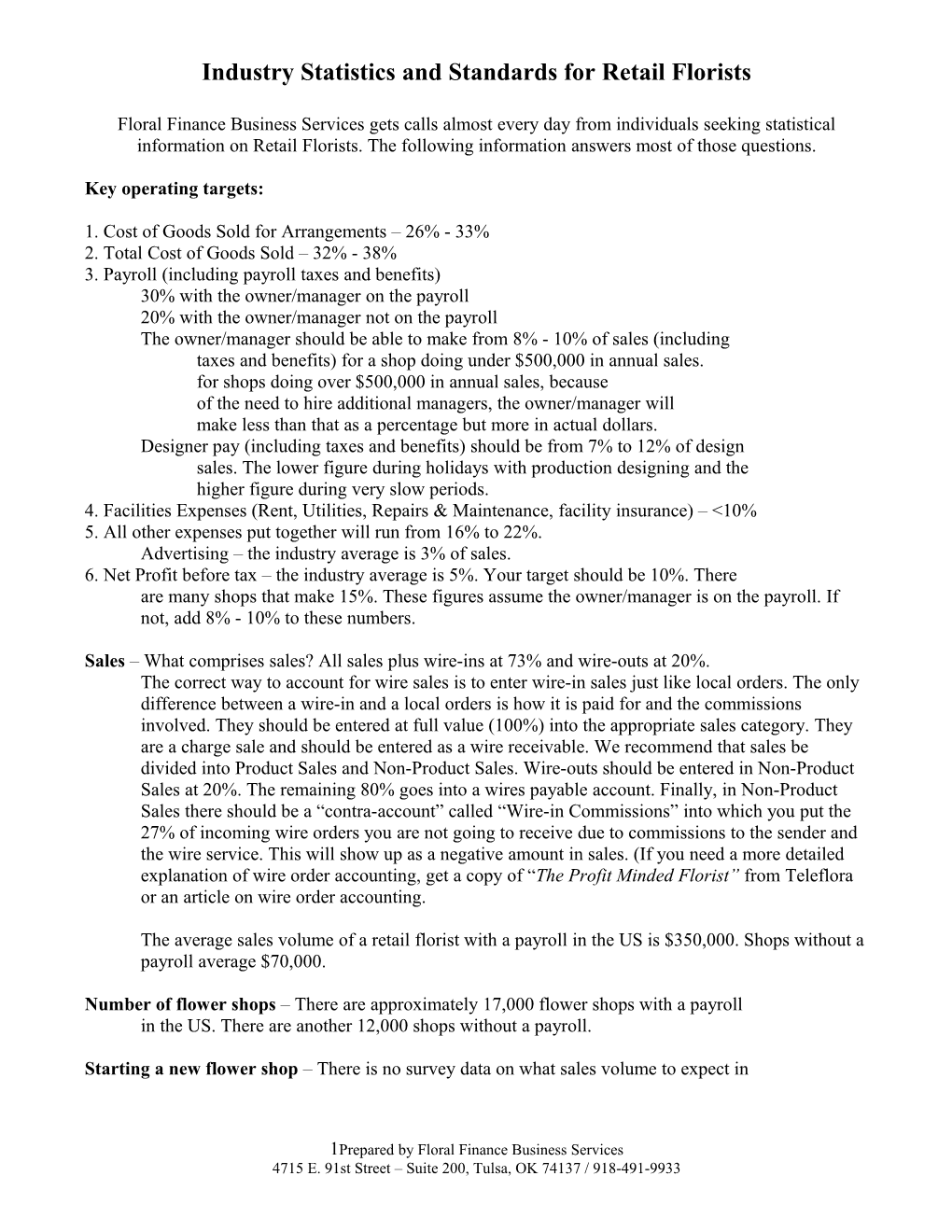 Industry Statistics and Standards