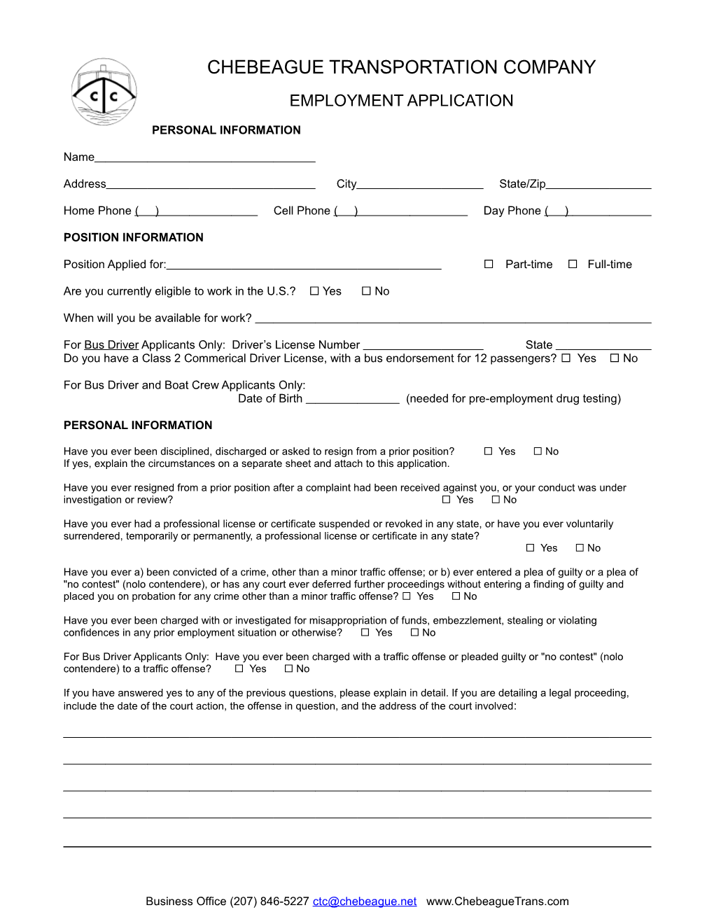 Employment Application (Macpage/DJR)